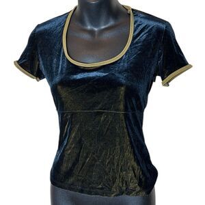 Vintage Forever 21 velvet irridescent babydoll crop tank top blue brown gold lg